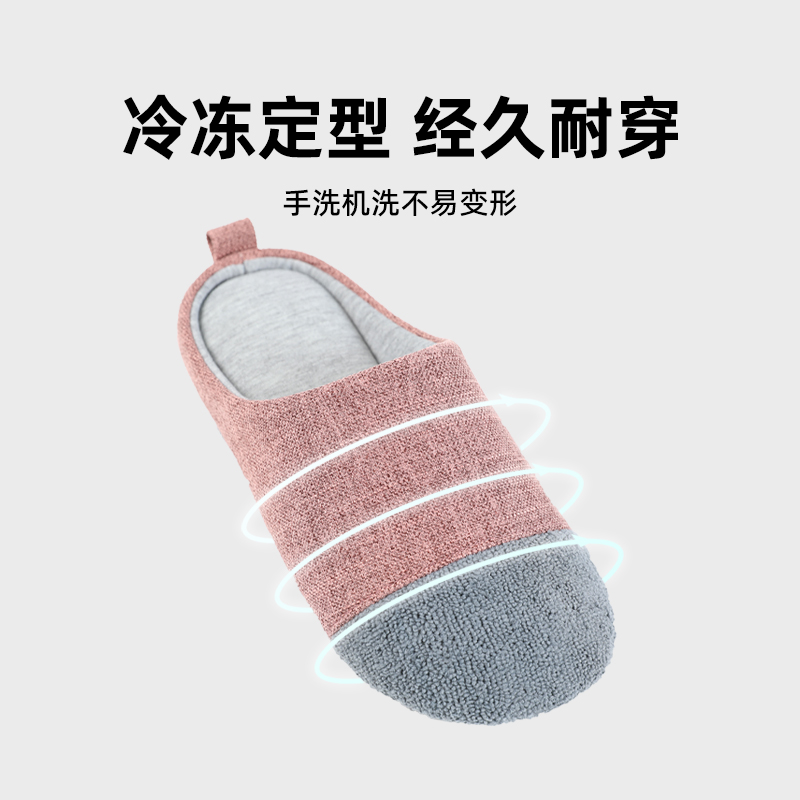 日式木地板静音棉拖鞋女冬季家居室内卧室布底无声软底家用可机洗