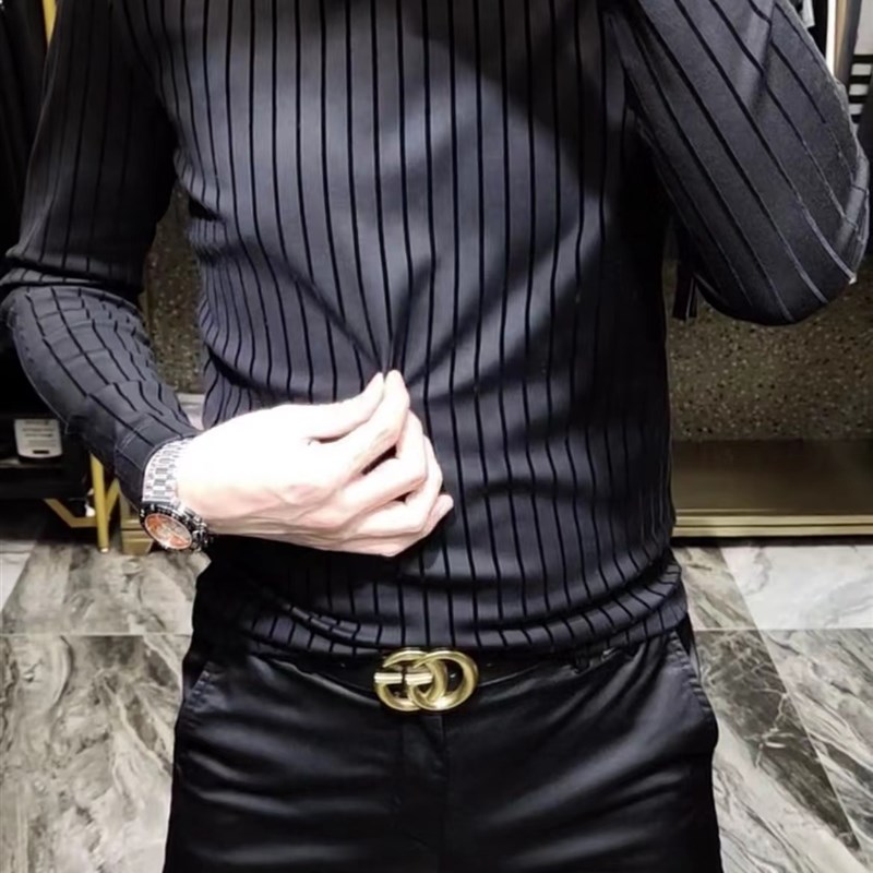 701秋冬男士欧货商务休闲小衫男长袖加绒修身冬季打底衫上衣T恤男