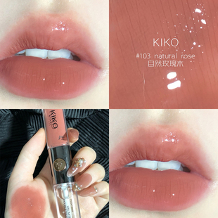kiko双头f唇釉唇蜜103口红水光镜面奶茶色豆沙色透明玻璃唇彩女13
