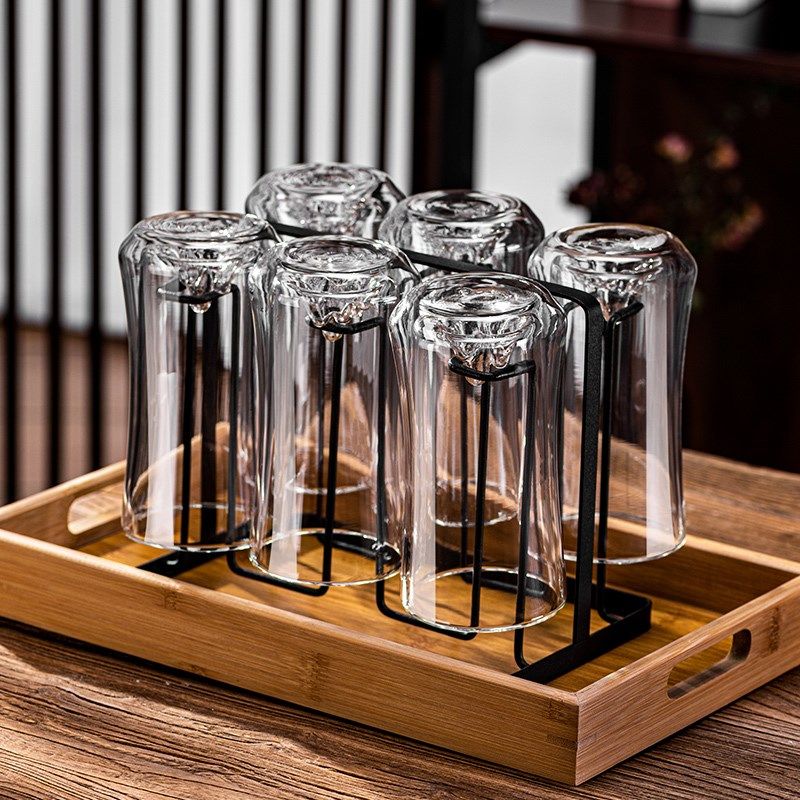 双层隔热观山玻璃喝水杯子套装耐高温家用待客厅精致泡绿茶具