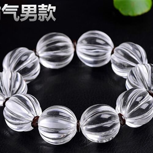 心性无染 天然珠宝水晶手工雕刻灯笼珠18MM  手链  霸气 男神款
