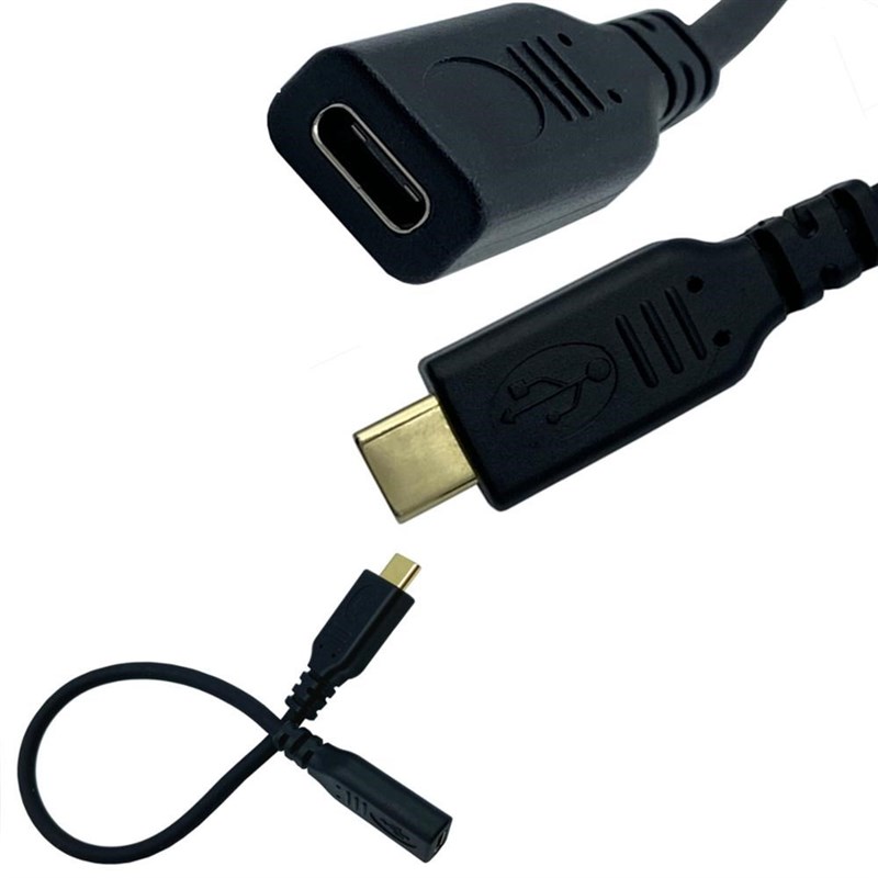 25cm Gold plated Type C  Male to  Female 90 degree Extensio