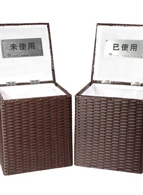 仿藤鞋套放置篓筐鞋套箱坐凳换鞋凳收纳筐售楼处W鞋套桶鞋套框