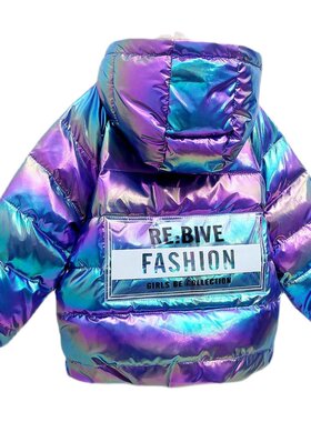 儿童轻薄羽绒服女童2023新款冬季洋派亮面免洗Q女宝宝外套男童短