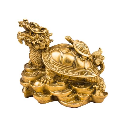 纯铜龙龟摆件八卦龟铜母子龙头龟背上小龟家居客厅办公室桌面装饰