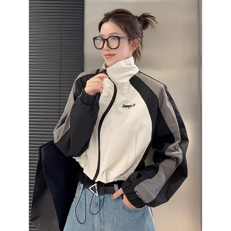防晒冲锋衣女夏季l欧货宽松洋气拼接撞色防晒棒球服短款外套