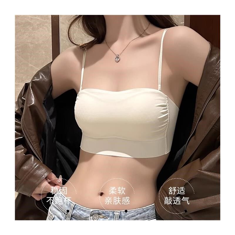 防走光抹胸薄款内衣少女外穿聚拢文胸防滑内搭收副乳大胸显小