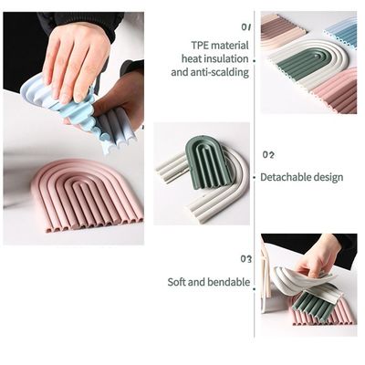 Nordic style Silicone Removable Rainbow Coasters Insulation