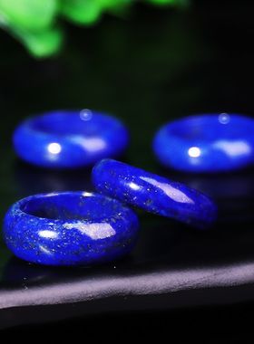 吴老头水晶 天然老矿青金石戒圈戒指跑环 个性指环U男女款饰品礼