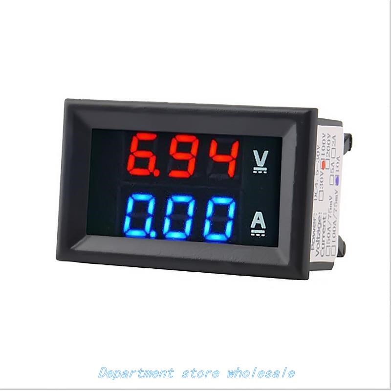 推荐DC 100V 10A Voltmeter Ammeter Blue+ Red LED Amp Dual Di