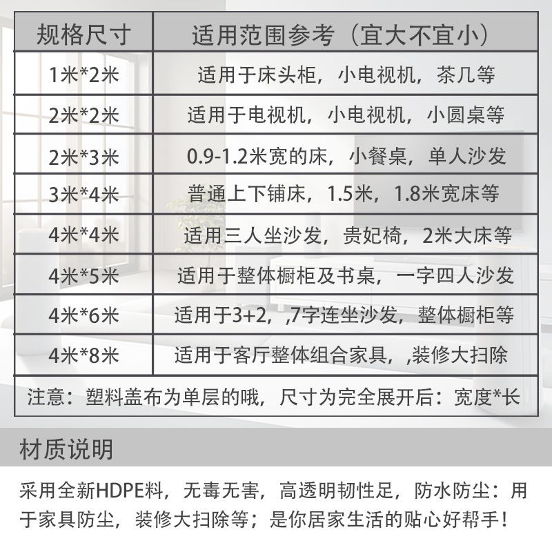 推荐家具防尘布遮盖沙发防尘罩床盖布床罩塑料布家用客厅遮灰布遮 居家布艺 万能盖巾 原图主图