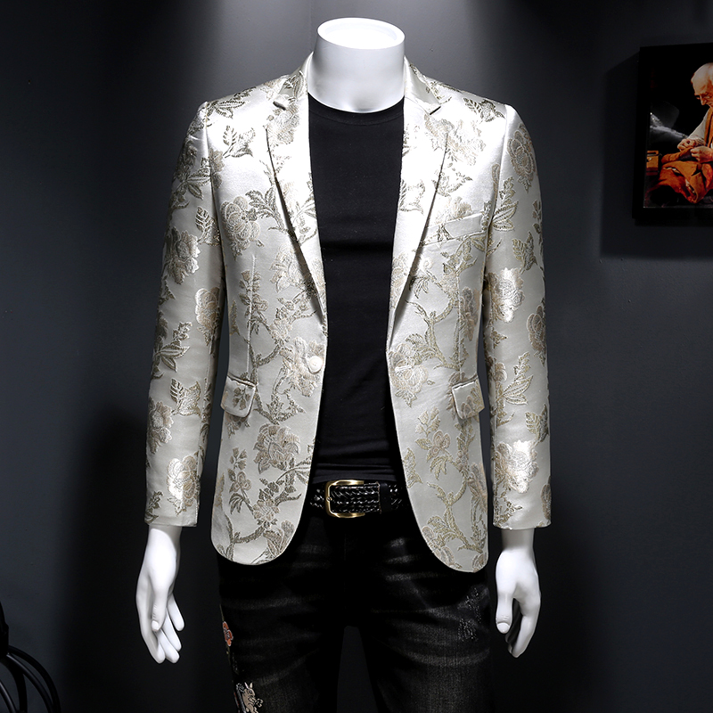 推荐2022 Men Groom Wedding Suit Lattice Printing Blazer Masc