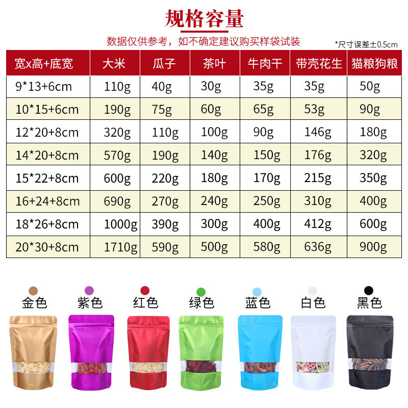 工厂销彩色铝箔自封袋食品包装袋加厚花茶干果粉末分X装袋密封口