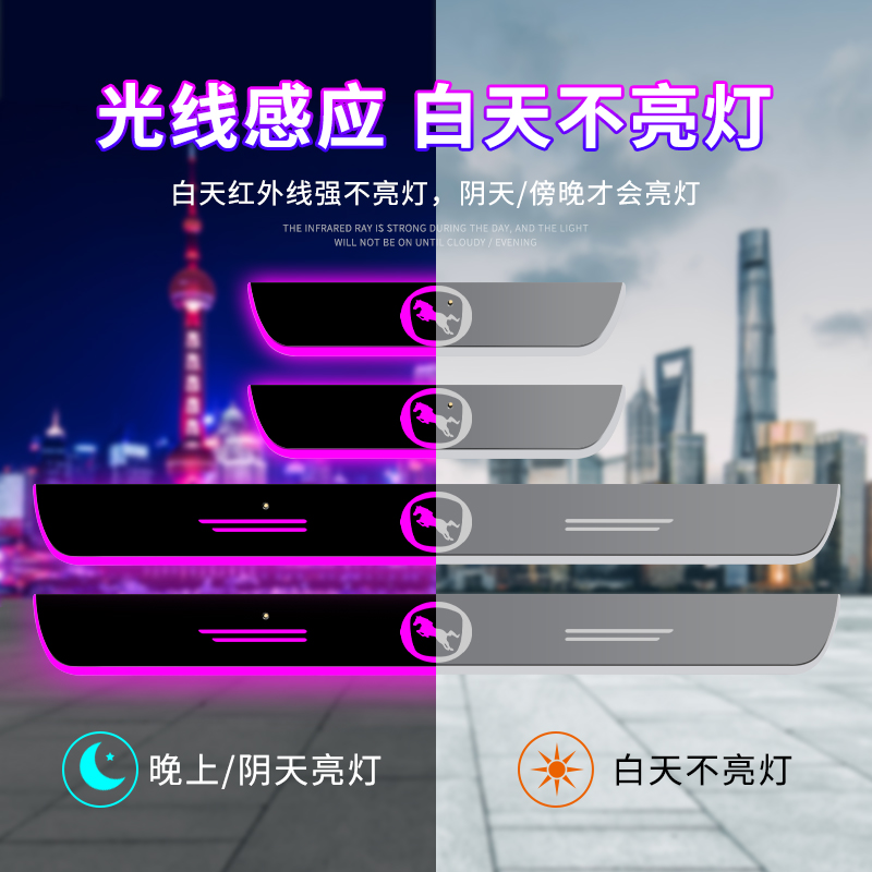 适用汉腾门槛条灯汉腾X7 X5 e+ V7车门迎宾踏板灯LED氛围灯改装饰