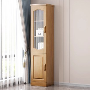 实木酒柜靠墙边柜带玻璃门收纳柜高柜客厅书柜夹缝窄柜Z置物架立