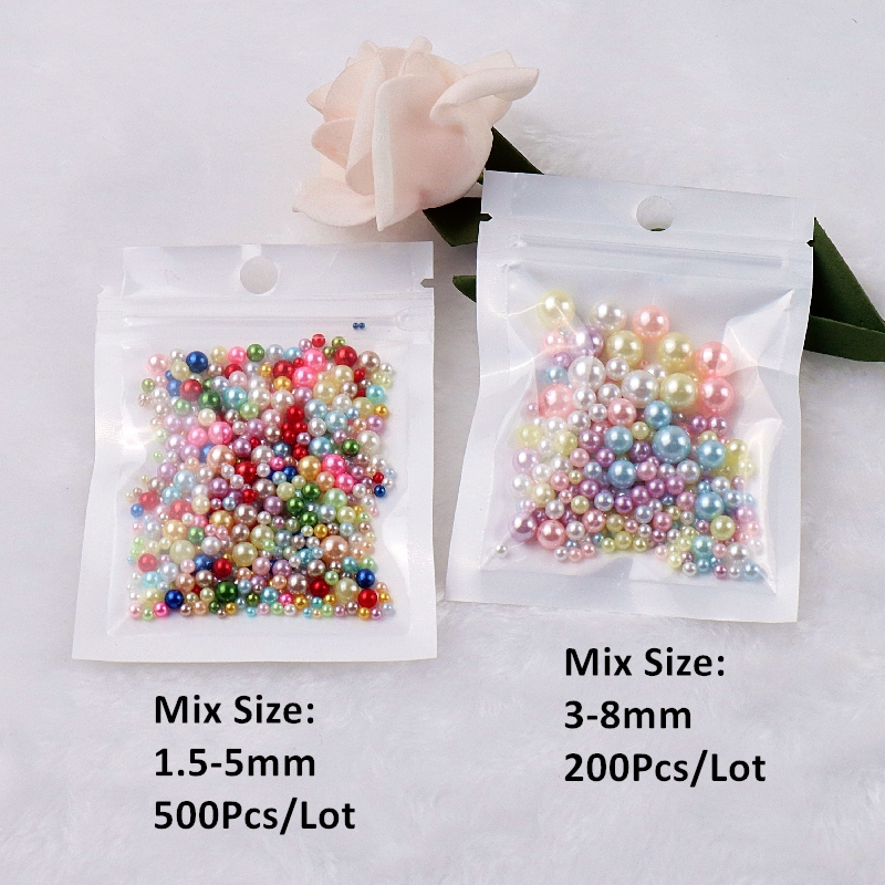 速发推荐Mix Size 2-8mm No Hole Colorful Pearls Round ABS Imi