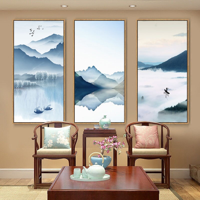 现货新中式装饰画客厅 餐厅墙上挂画玄关电表箱书房卧室现代山水