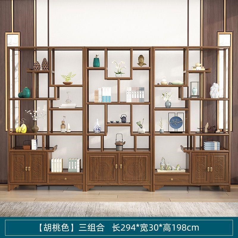 博古架实木茶叶架置物架屏风隔断酒柜家用新中式摆件多宝阁展示架