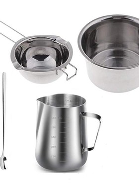 4 Set Stainless Steel Double Boiler Long Handle Wax Melting
