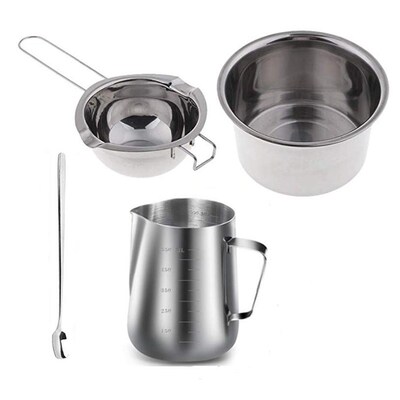 4 Set Stainless Steel Double Boiler Long Handle Wax Melting
