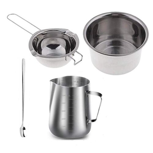 4 Set Stainless Steel Double Boiler Long Handle Wax Melting