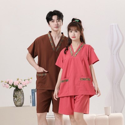 汗蒸服男款2024新款情侣泰z式刺绣定制大码加肥浴服按摩桑拿服