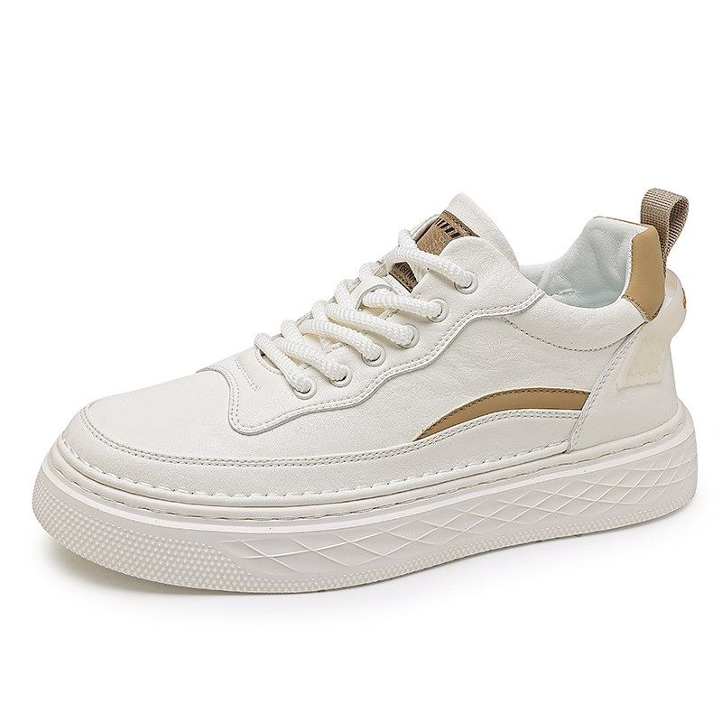 小白男鞋2024新款秋季皮面防水防滑耐磨平底板鞋青少年运动休闲鞋,流行男鞋,休闲板鞋,淘宝优惠券,粉丝福利购,淘宝优惠卷