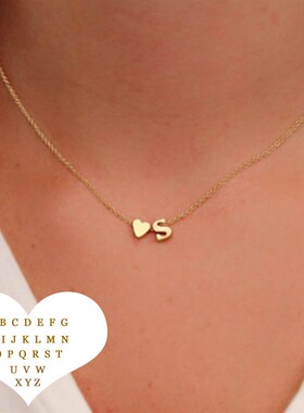 小众高货Tiny Necklace Letter Name Choker Chain Women Pendant