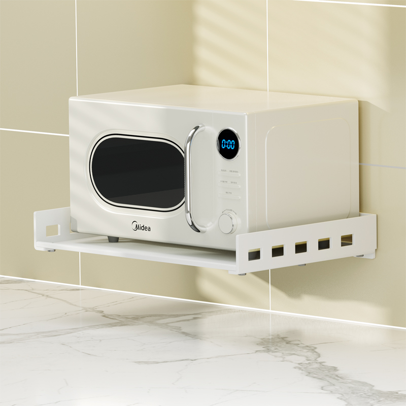 免打孔厨房微波炉架子置物架壁挂式调F味料收纳架墙上挂架烤箱支