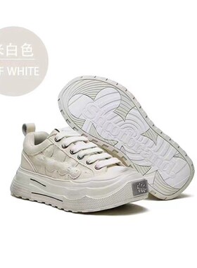 小众高货SHOO重奏系列 耐磨厚底复古帆布鞋男女 潮流板鞋牛皮厚底
