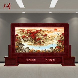 新中式实木屏风隔断客厅进门玄关公司大厅办公室酒店现代简约座屏