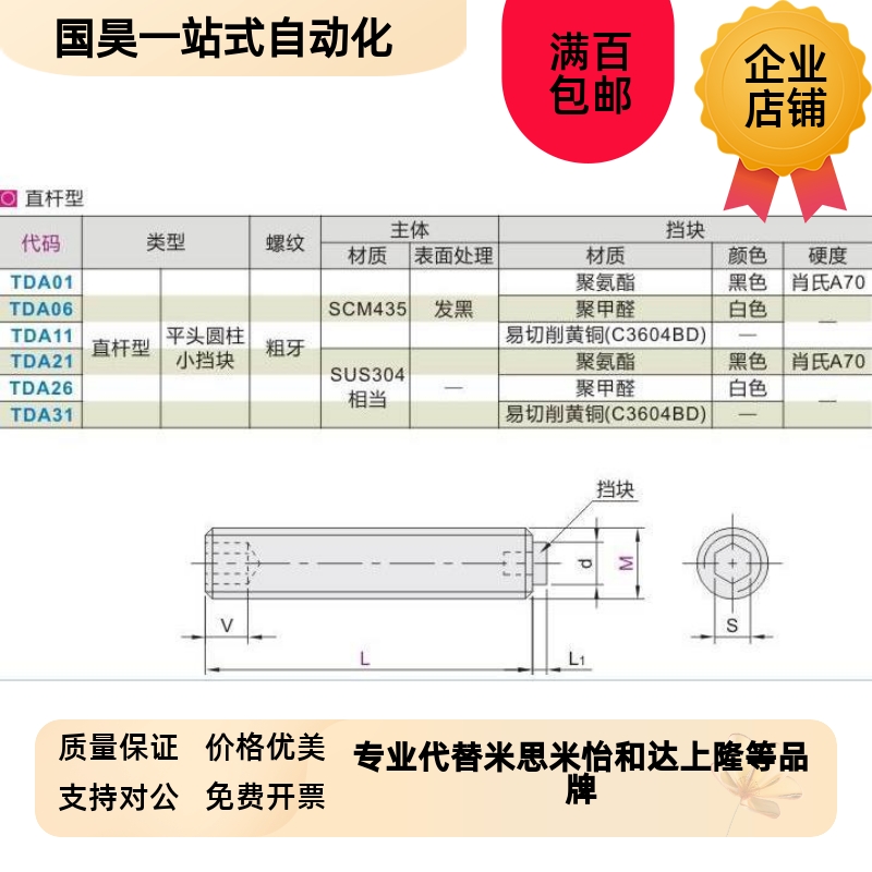 TDA06-M3/M4/M5-L5/L6/L8/L10/L12/L16/L20/L2U5 挡块止动螺钉螺