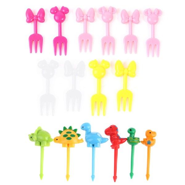 速发New! 6Pcs/10Pcs Dinosaur Fruit Fork Baby Cartoon Anima