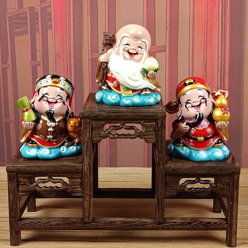 福禄寿喜财摆件五福临门t电视柜两边的茶台桌面新房子乔迁礼物店