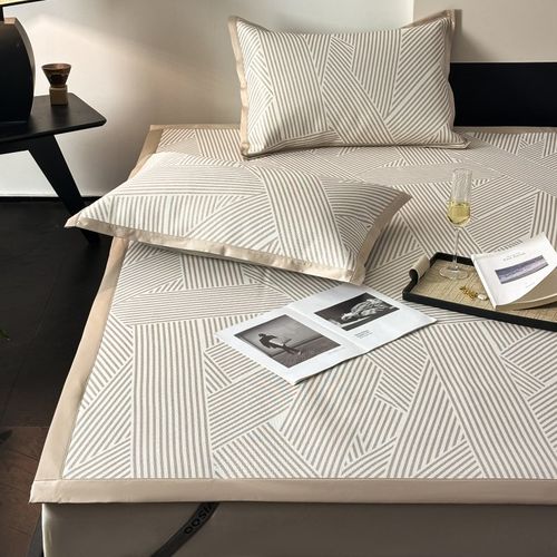 A类轻奢夏季高级感冰丝凉席床笠三件套夏天凉感家用可折叠软席子