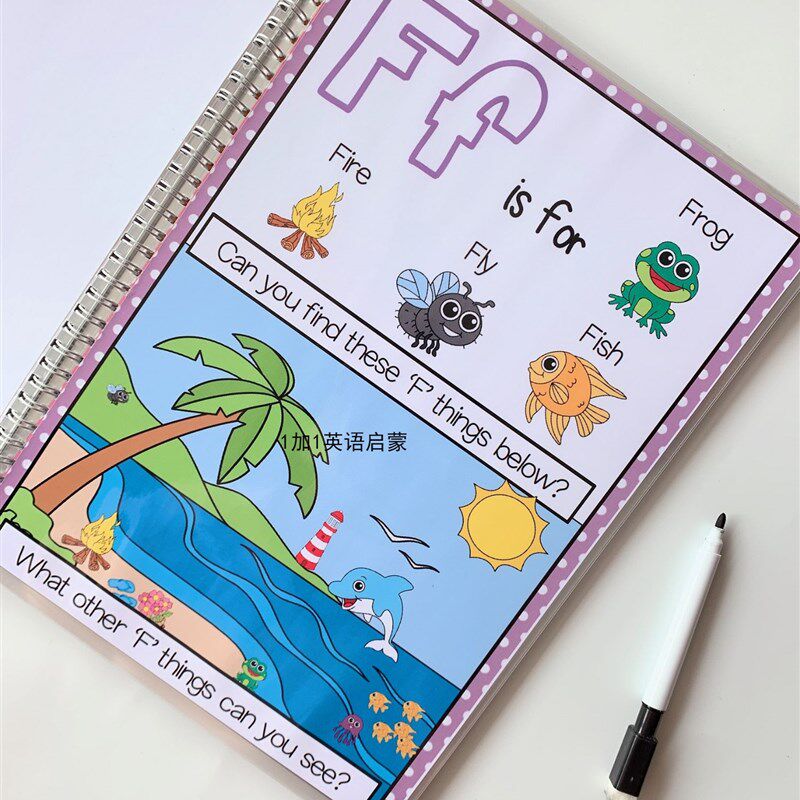2岁 26字母安静书成品塑封diy英语启蒙粘贴书益智寻物游戏教具