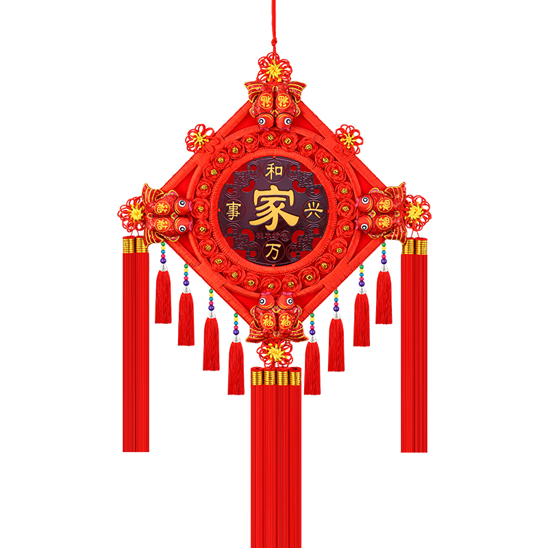 中国结挂件客厅大号桃木福字玄关乔迁电视背景墙装饰壁挂招财春节