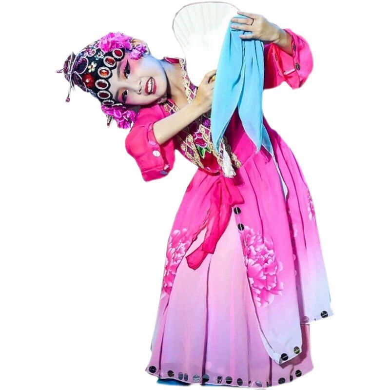 儿童俏花旦演出服新款百蝶香扇舞蹈服古典舞梨花颂京剧戏曲表演服