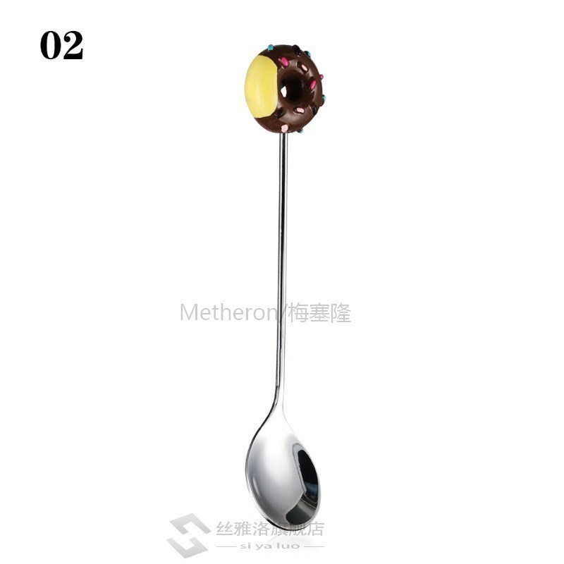 推荐New Mini Stainless Steel Lovely Doughnut Dessert Spoon k 鲜花速递/花卉仿真/绿植园艺 园艺用品套装 原图主图