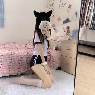 高校学院学姐风啦啦队运动套装 日系微胖体操服夏季 少女纯欲风套装