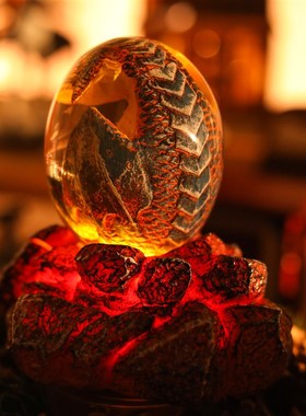 发光熔岩龙蛋哈利波特挪威脊背恐龙蛋喷火龙魔法觉醒创意摆件灯光