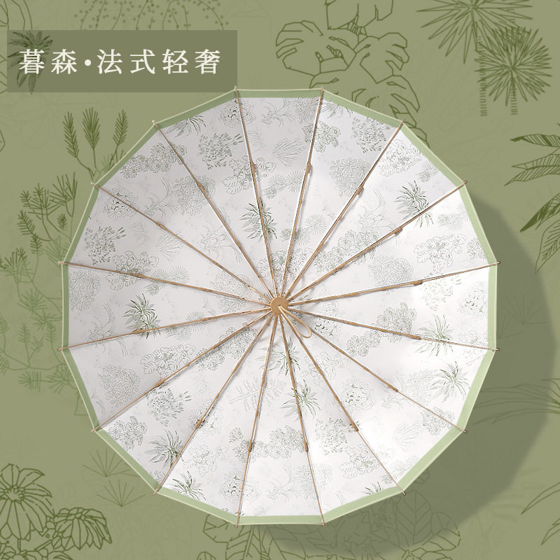 新款三折16骨彩胶数码印晴雨两用复古文艺S遮阳伞加印礼品伞