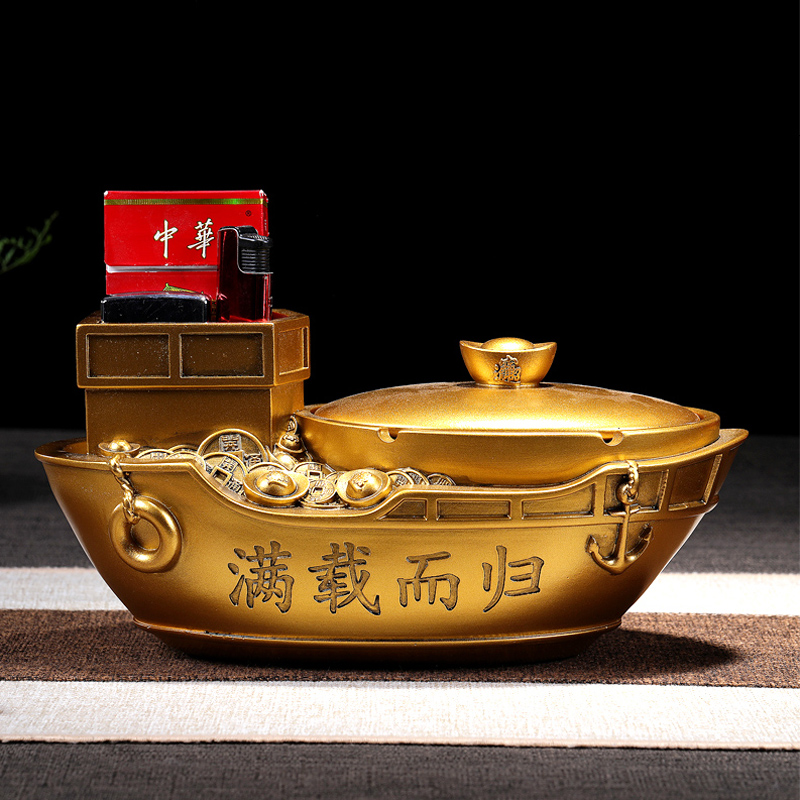 创意大号烟灰缸带l盖子倒流香时尚潮流烟盅办公室家用桌面摆件男