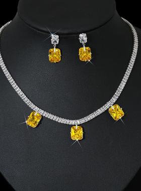 项链锆石婚纱套装新娘套链配饰礼B服珠宝水滴新款简约饰品耳环新