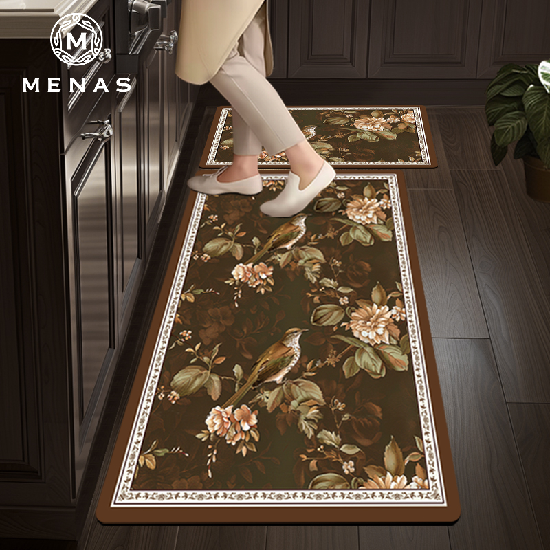 美式复古厨房地垫防滑防油可擦免洗专用吸水脚垫家用可裁剪地毯垫