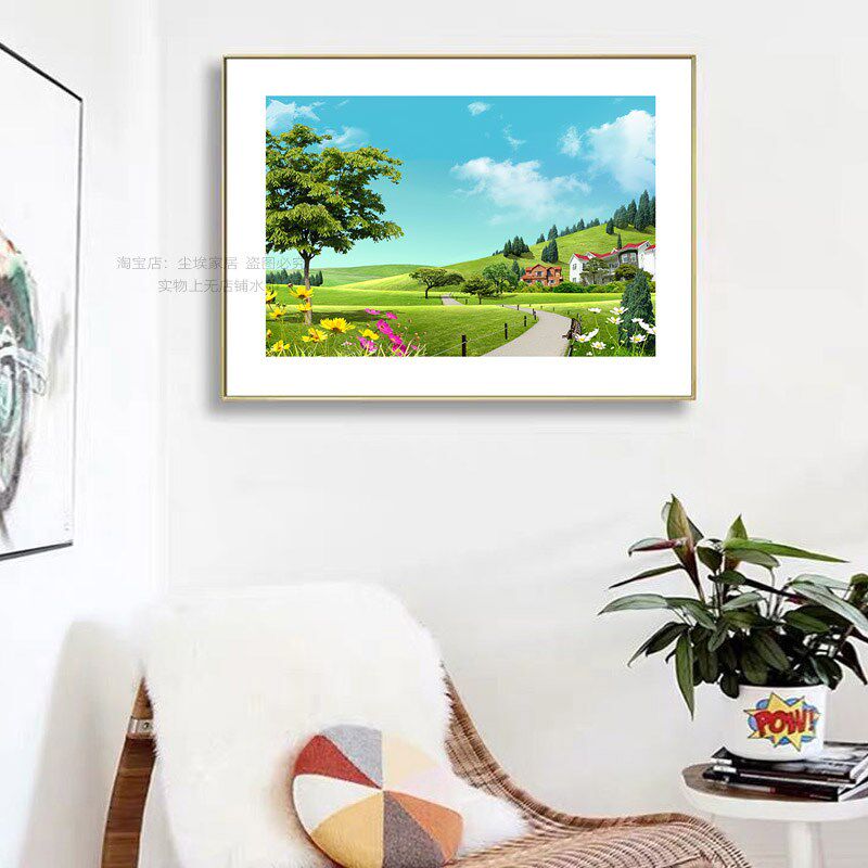 餐厅装饰画卧室床头挂画儿童房客厅沙发背景墙壁画田园风景酒店画
