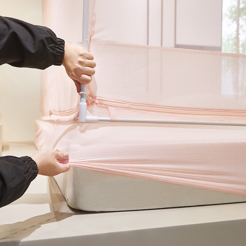 蚊帐家用2024新款免安装135x190床笠回底防摔卧室2米x2米大床蚊帐