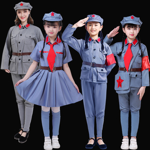 热销六一儿童表演服小红军衣服八路军演出服装军套装话剧抗战闪闪