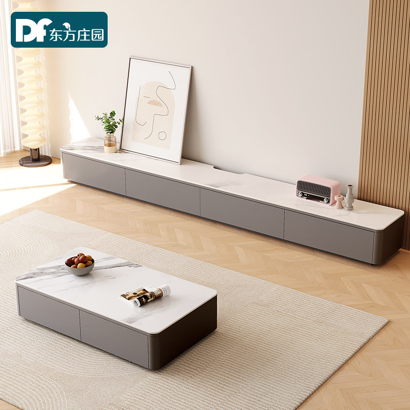 实木电视柜现代简约小户型地台柜客厅家用白色落地奶油风电视机柜