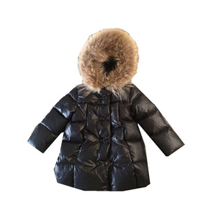 2021新款女童中长款羽绒服宝z宝婴幼儿上衣外套加厚貉子毛领羽绒